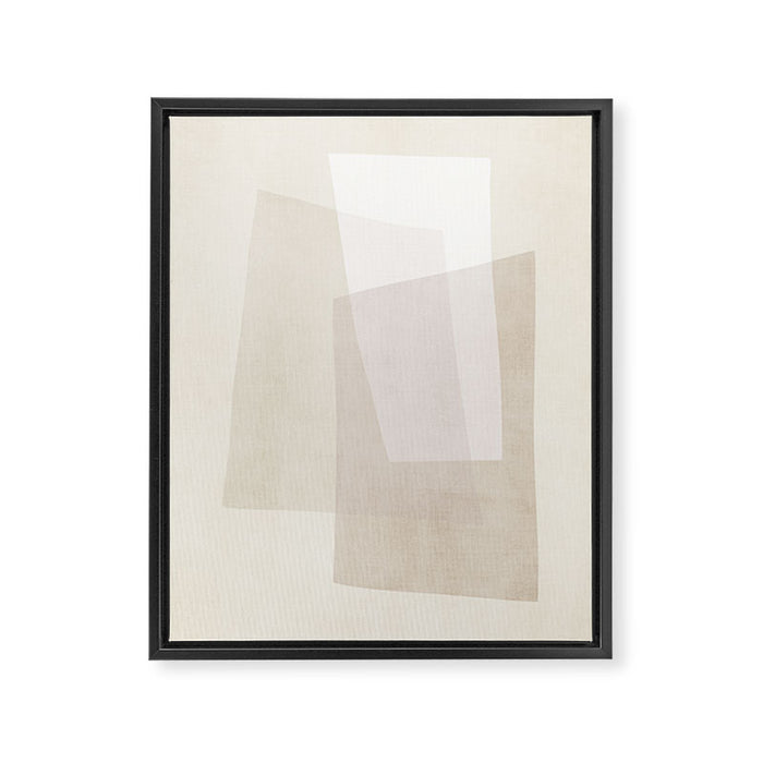 Modern Minimalism Beige White Organic Shapes Framed Canvas Print Gallery Image 1