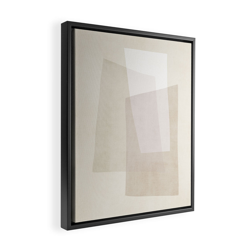 Modern Minimalism Beige White Organic Shapes Framed Canvas Print Gallery Image 2