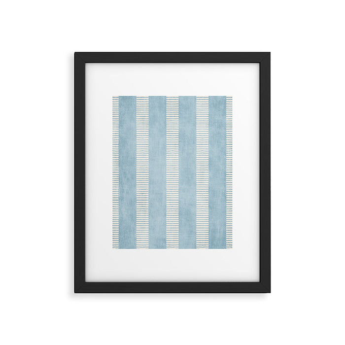 Modern Minimalist Light Blue Lines Hand Drawn Simple Art Framed Art Print Gallery Image 1