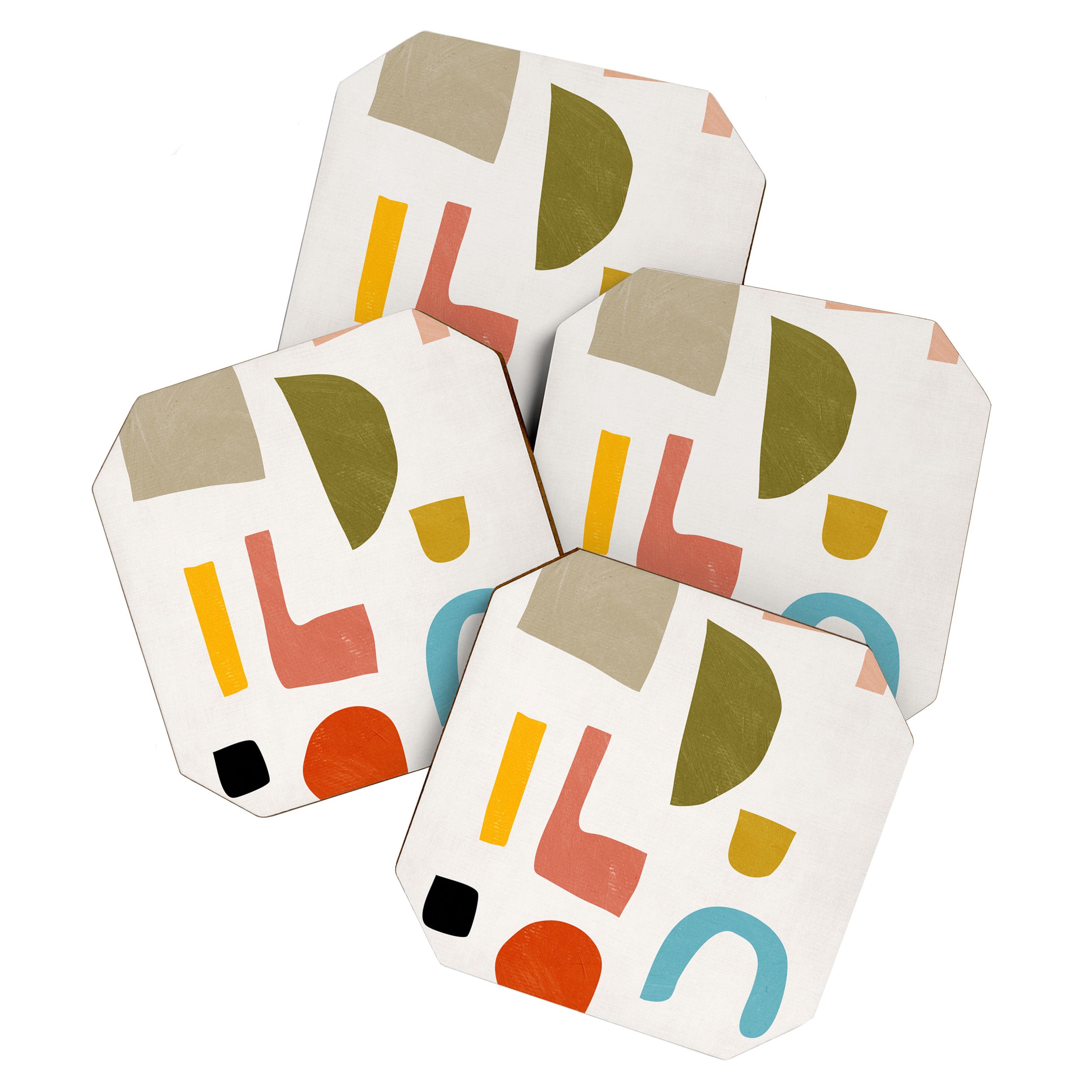 Modern Minimalist Shapes Digital Cut Out Artwork Coaster Gallery Image 1