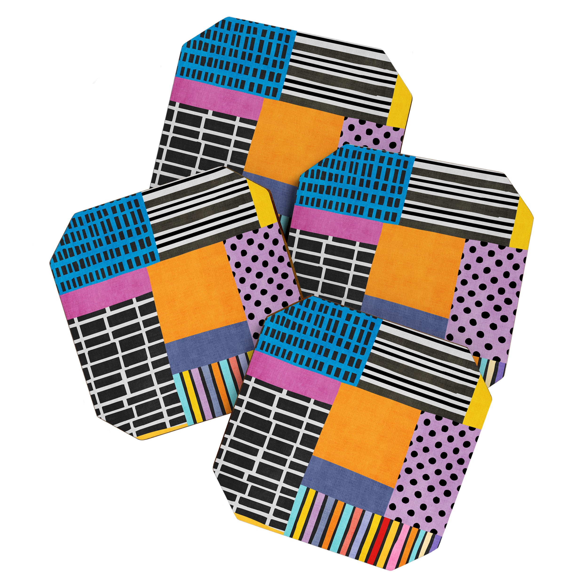 Modern Multicolor Patchwork Design Coaster Gallery Image 1