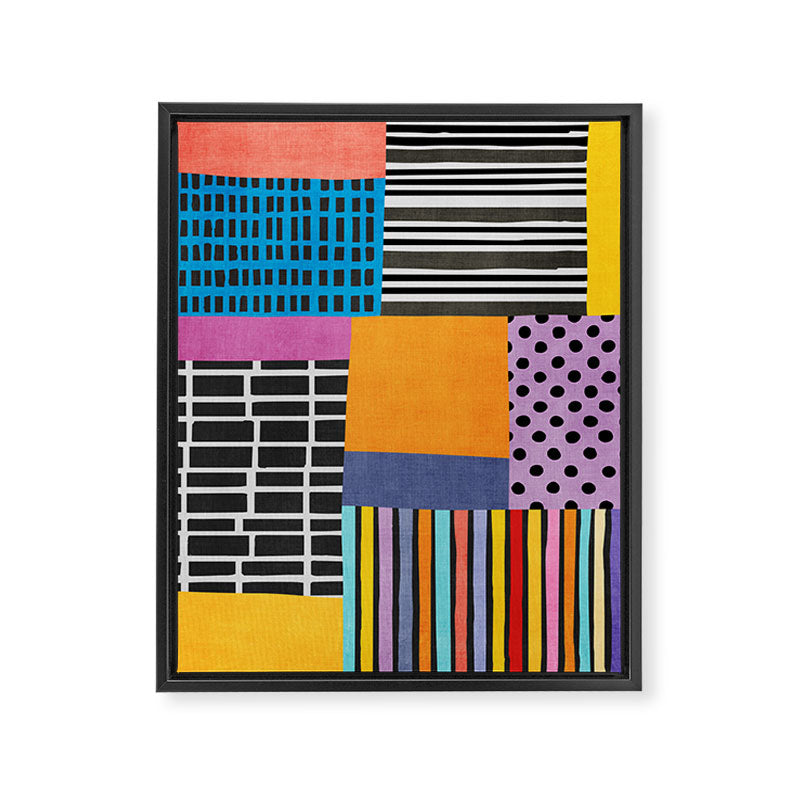 Modern Multicolor Patchwork Design Framed Canvas Print Gallery Image 6