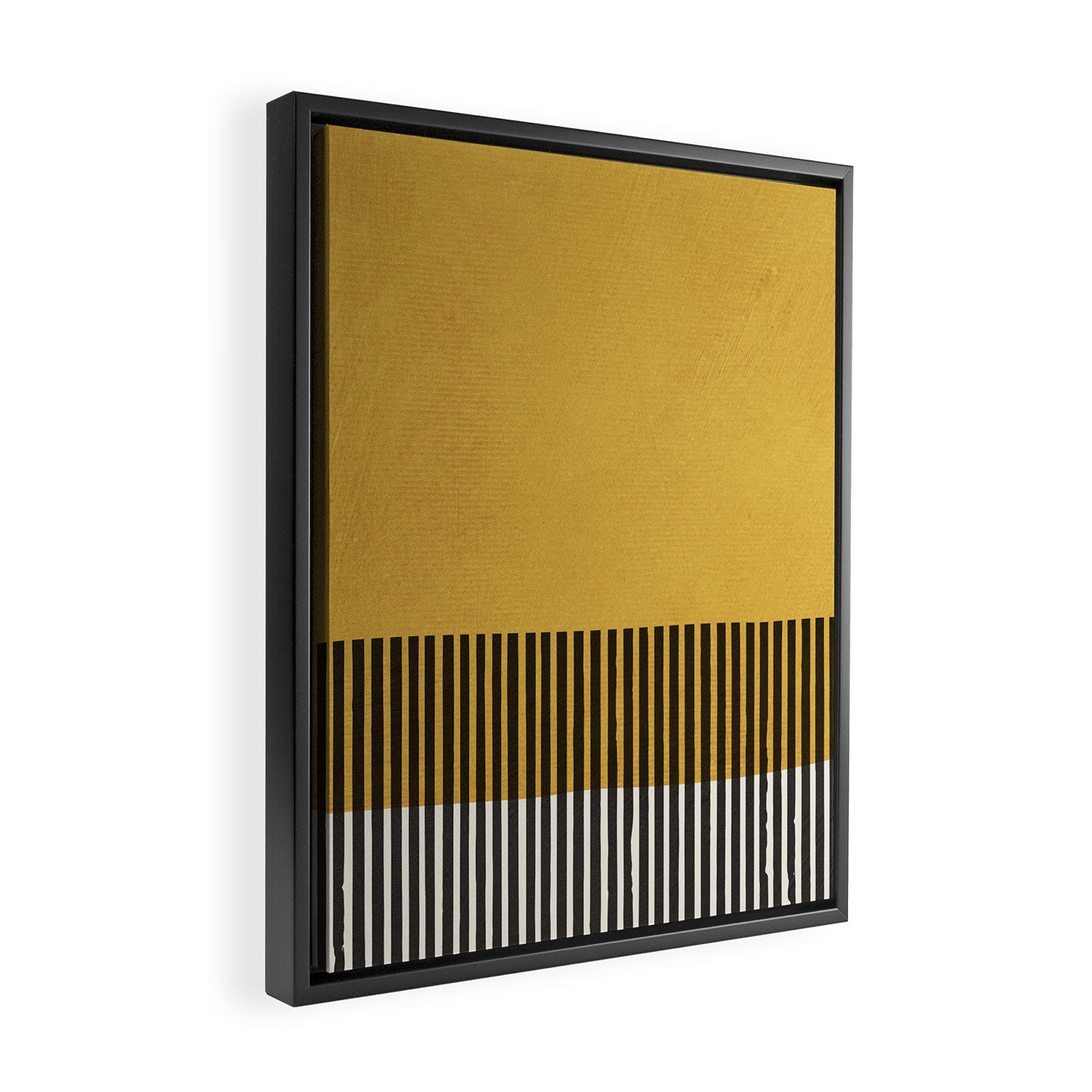 Mustard and Black Minimalist Original Art Framed Canvas Print Gallery Image 2