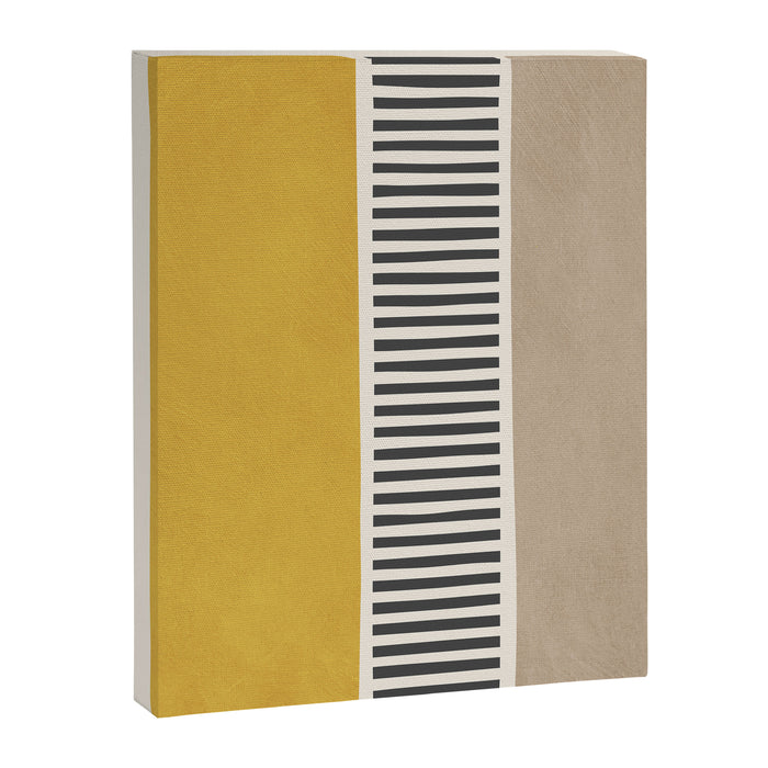 Mustard Beige Black Lines Abstract Art Canvas Print Gallery Image 1