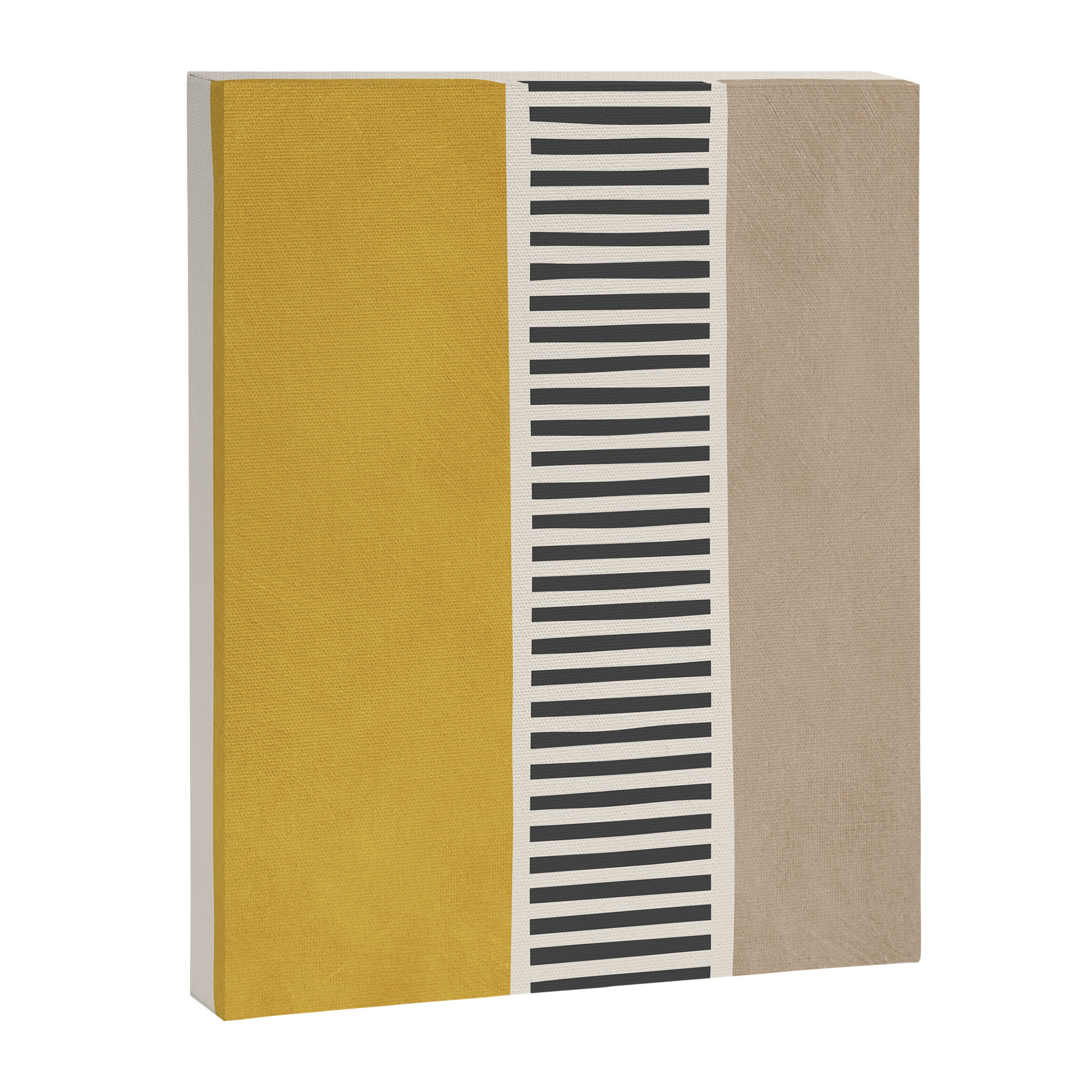 Mustard Beige Black Lines Abstract Art Canvas Print Gallery Image 6