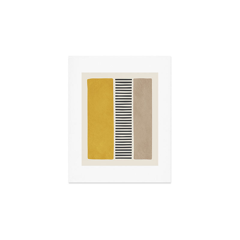 Mustard Beige Black Lines Abstract Art Art Print Gallery Image 1