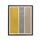 Mustard Beige Black Lines Abstract Art Framed Canvas Print Gallery Image 6