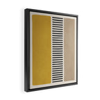 Mustard Beige Black Lines Abstract Art Framed Canvas Print Gallery Image 2