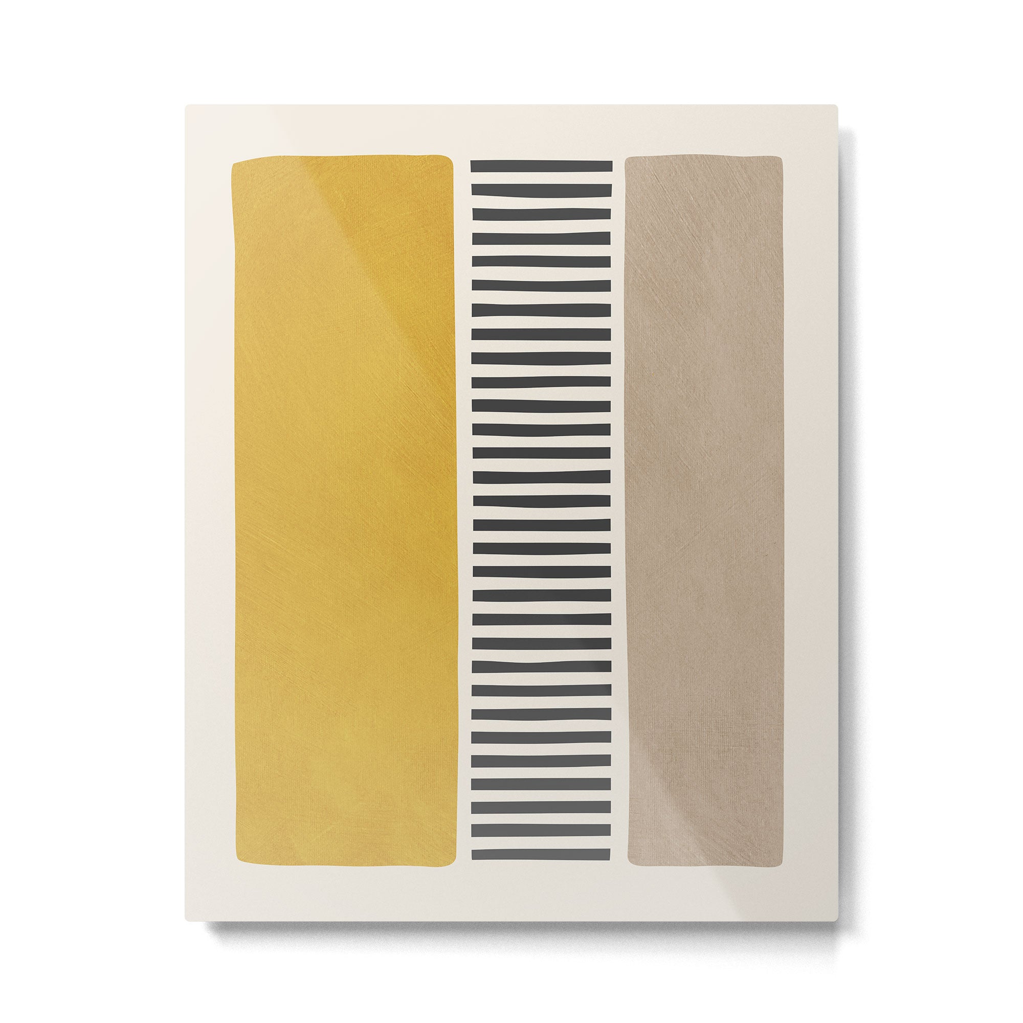 Mustard Beige Black Lines Abstract Art Metal Print Gallery Image 4