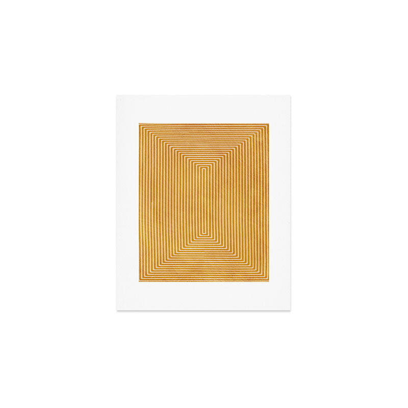 Mustard Geometric Lines Drawing Modern Artwork Art Print Gallery Image 1