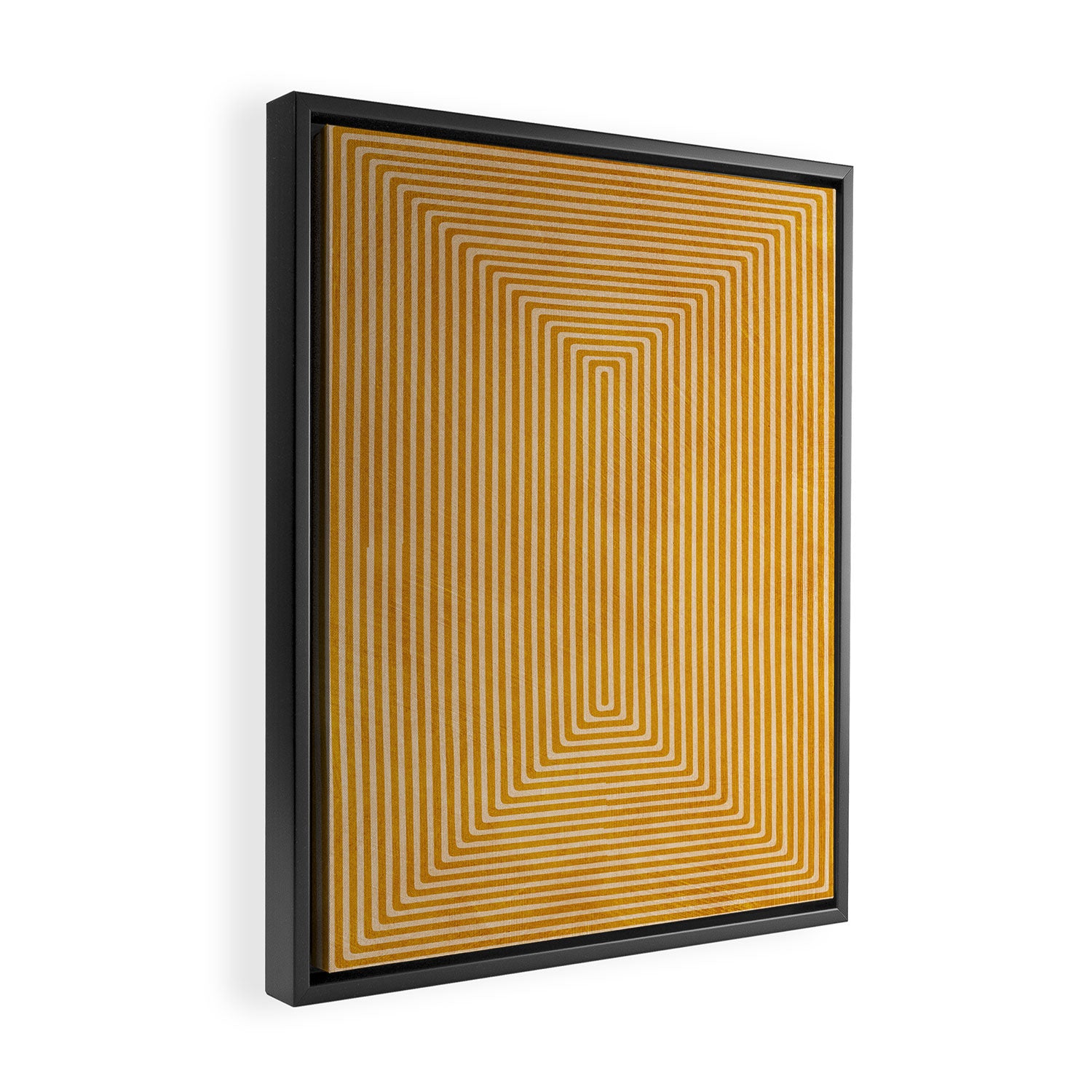 Mustard Geometric Lines Drawing Modern Artwork Framed Canvas Print Gallery Image 2