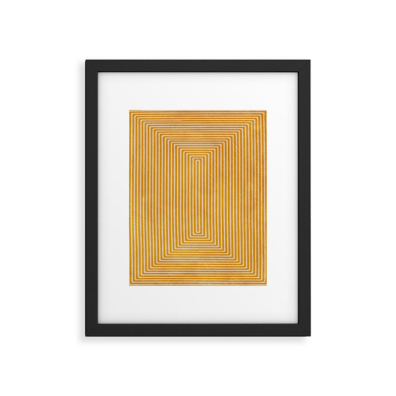 Mustard Geometric Lines Drawing Modern Artwork Framed Art Print Gallery Image 5