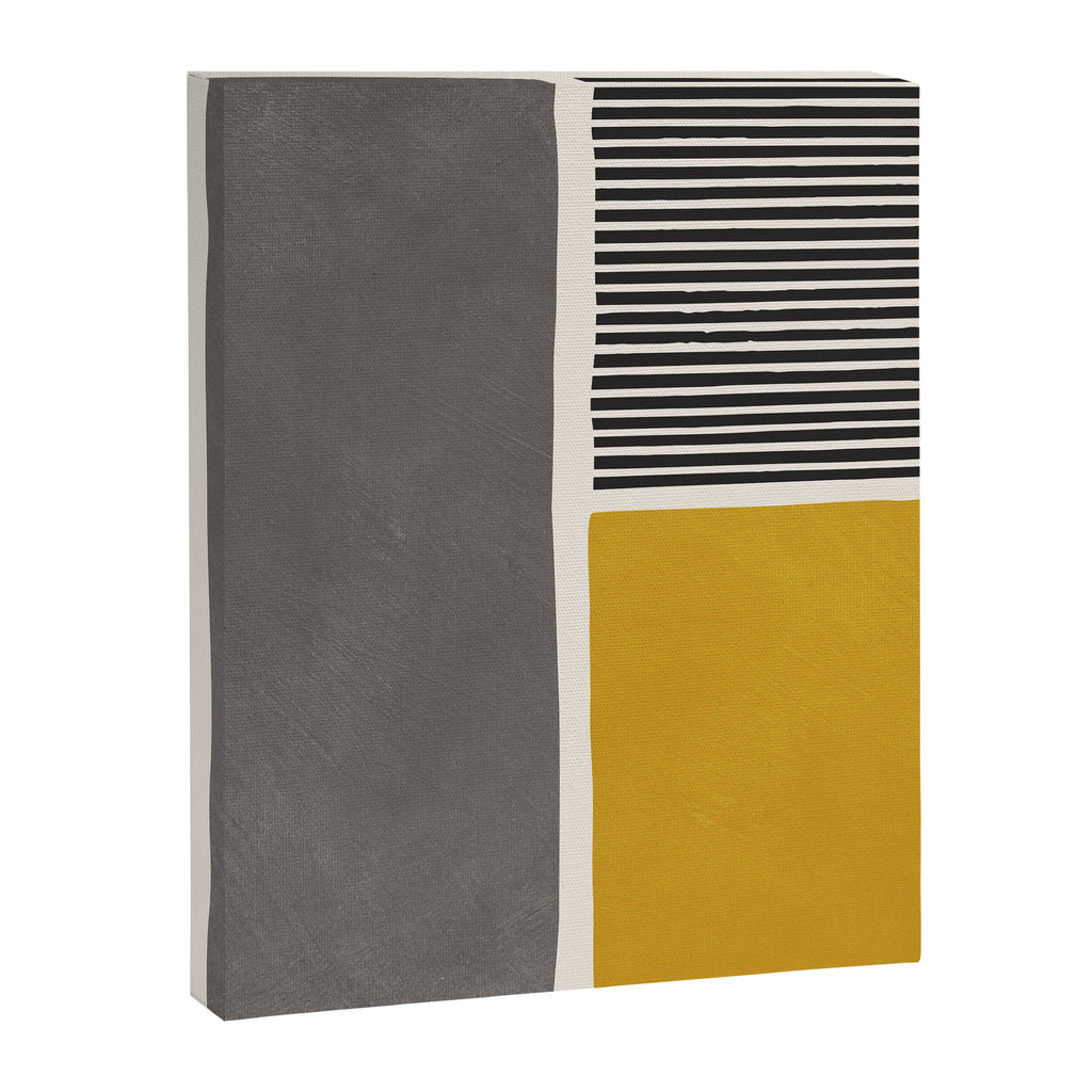 Mustard Gray and Black Lines Canvas Print Gallery Image 6