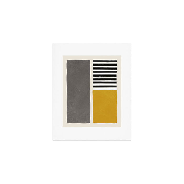 Mustard Gray and Black Lines Art Print Gallery Image 1