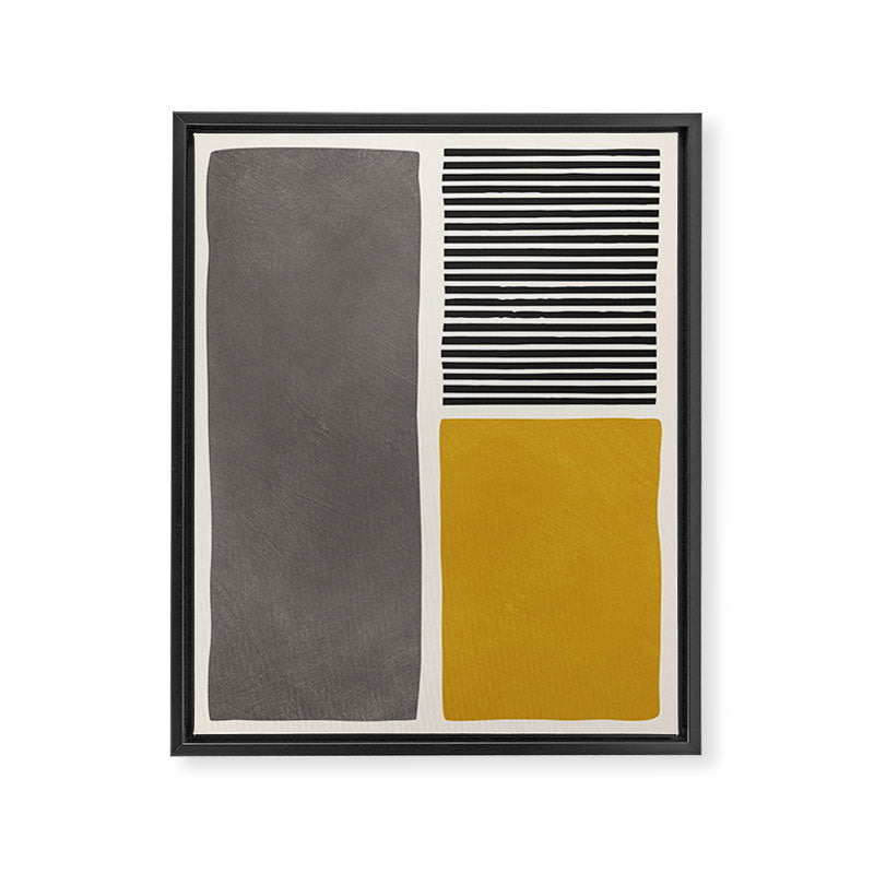 Mustard Gray and Black Lines Framed Canvas Print Gallery Image 6