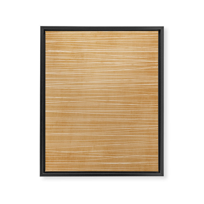 Mustard White Lines Minimalist Artwork Framed Canvas Print Gallery Image 6
