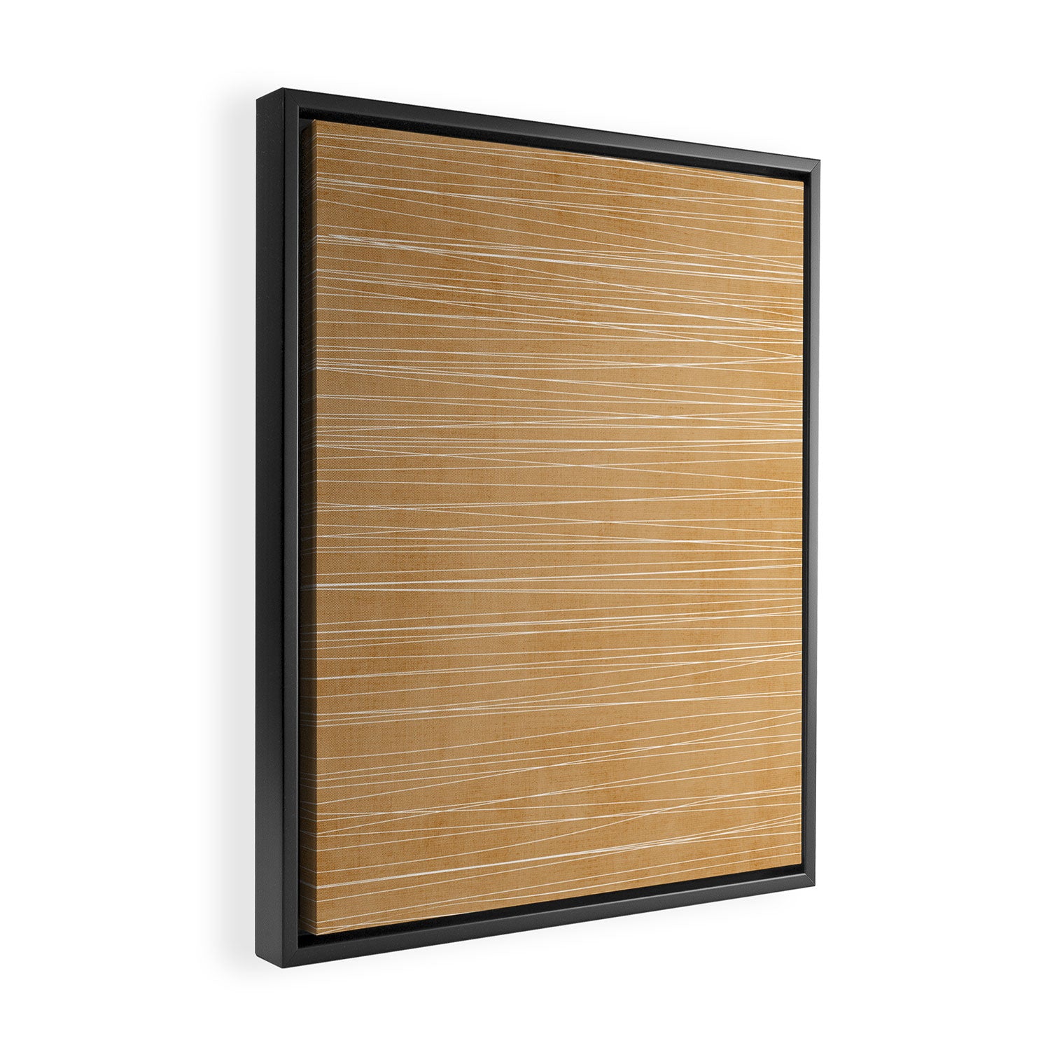 Mustard White Lines Minimalist Artwork Framed Canvas Print Gallery Image 2