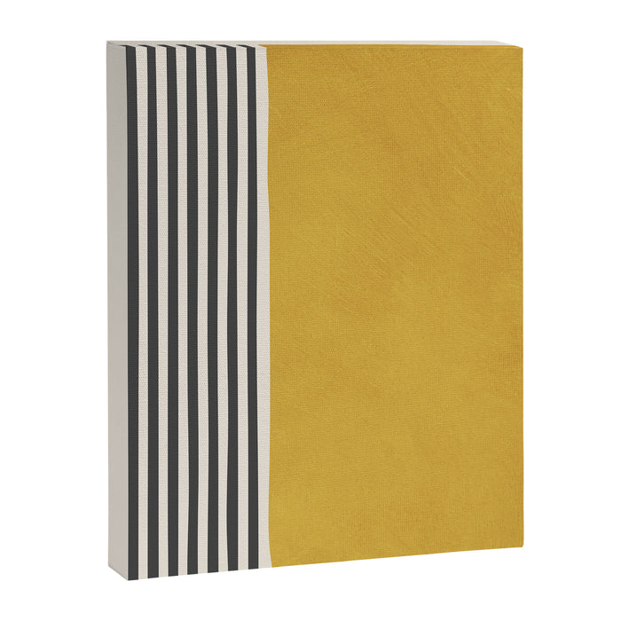 Mustard Yellow Black Lines Abstract Art Canvas Print Gallery Image 1