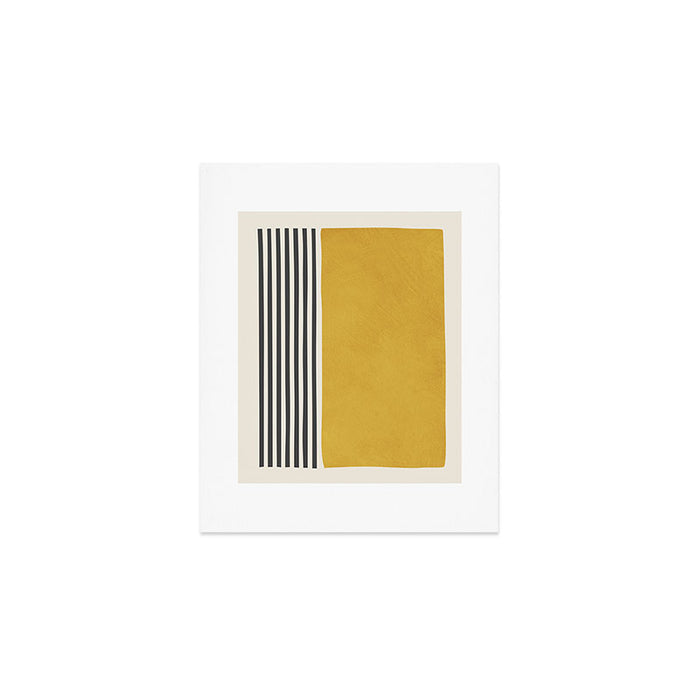 Mustard Yellow Black Lines Abstract Art Art Print Gallery Image 1