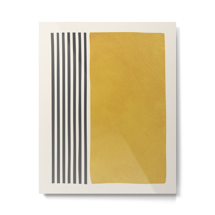 Mustard Yellow Black Lines Abstract Art Metal Print Gallery Image 1