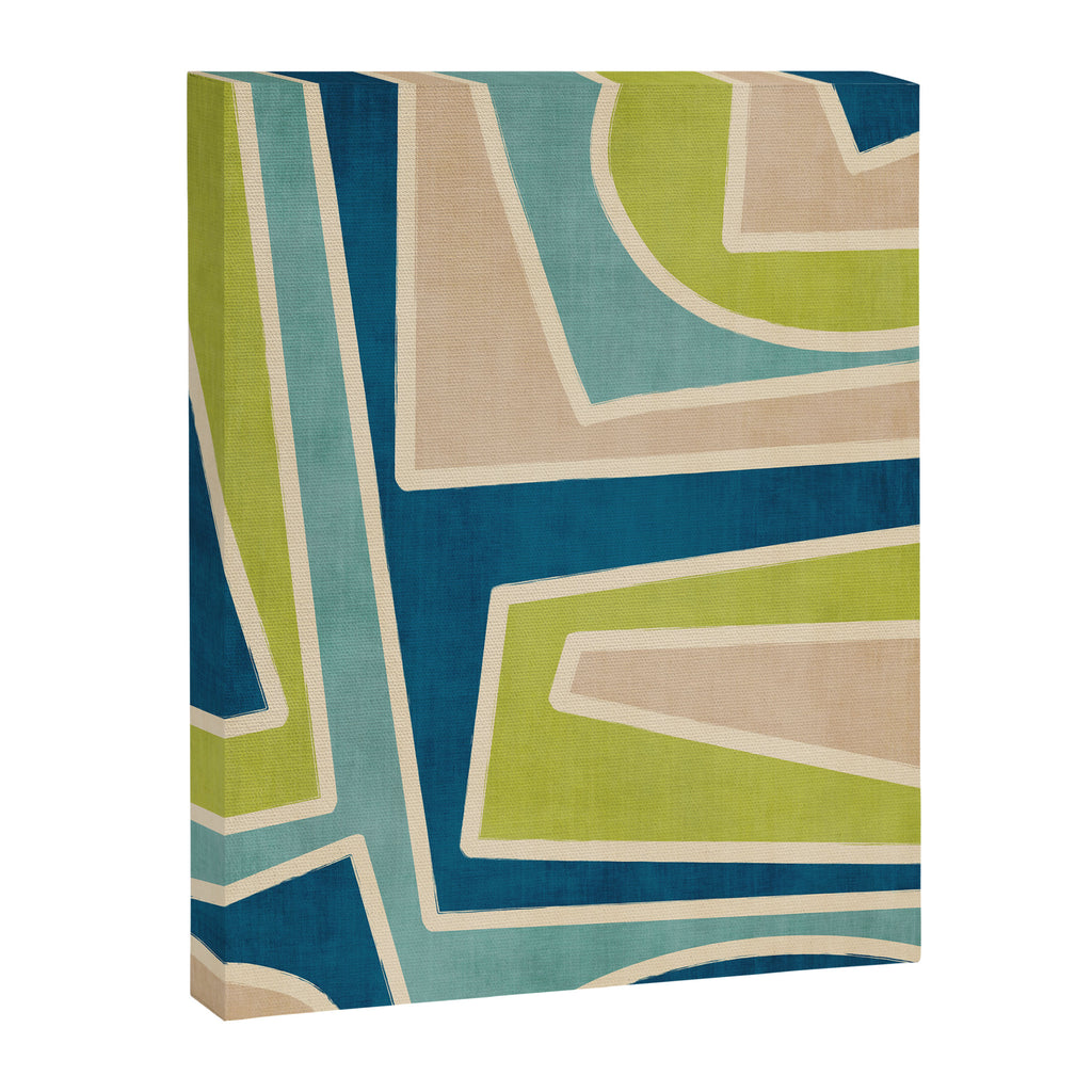 Navy Beige Apple Green White Artwork Canvas Print Gallery Image 6