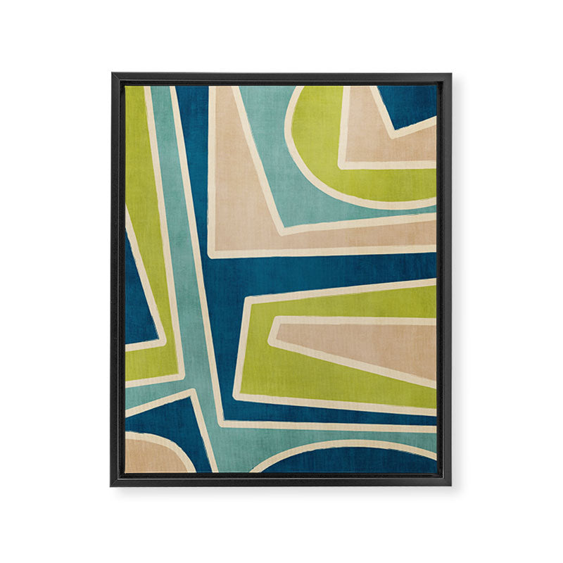 Navy Beige Apple Green White Artwork Framed Canvas Print Gallery Image 6