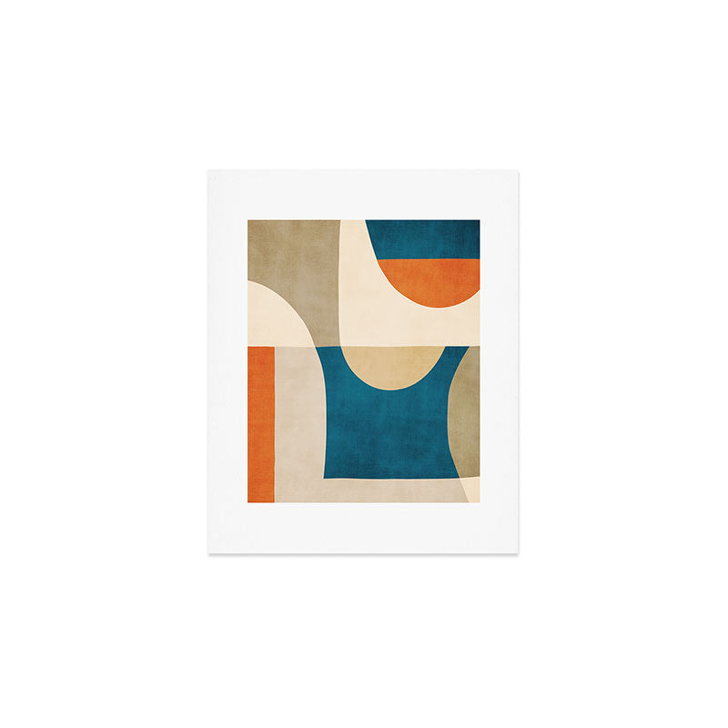 Navy Orange Beige Modern Design Art Work Art Print Gallery Image 1