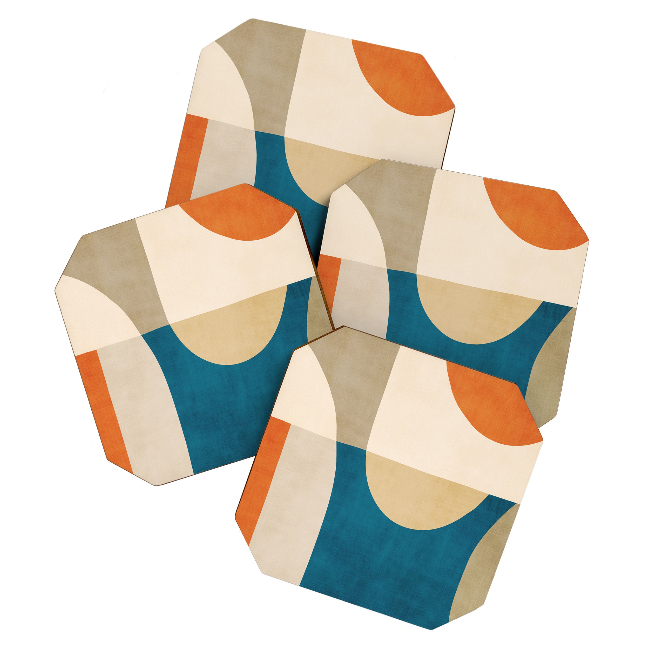 Navy Orange Beige Modern Design Art Work Coaster Gallery Image 1