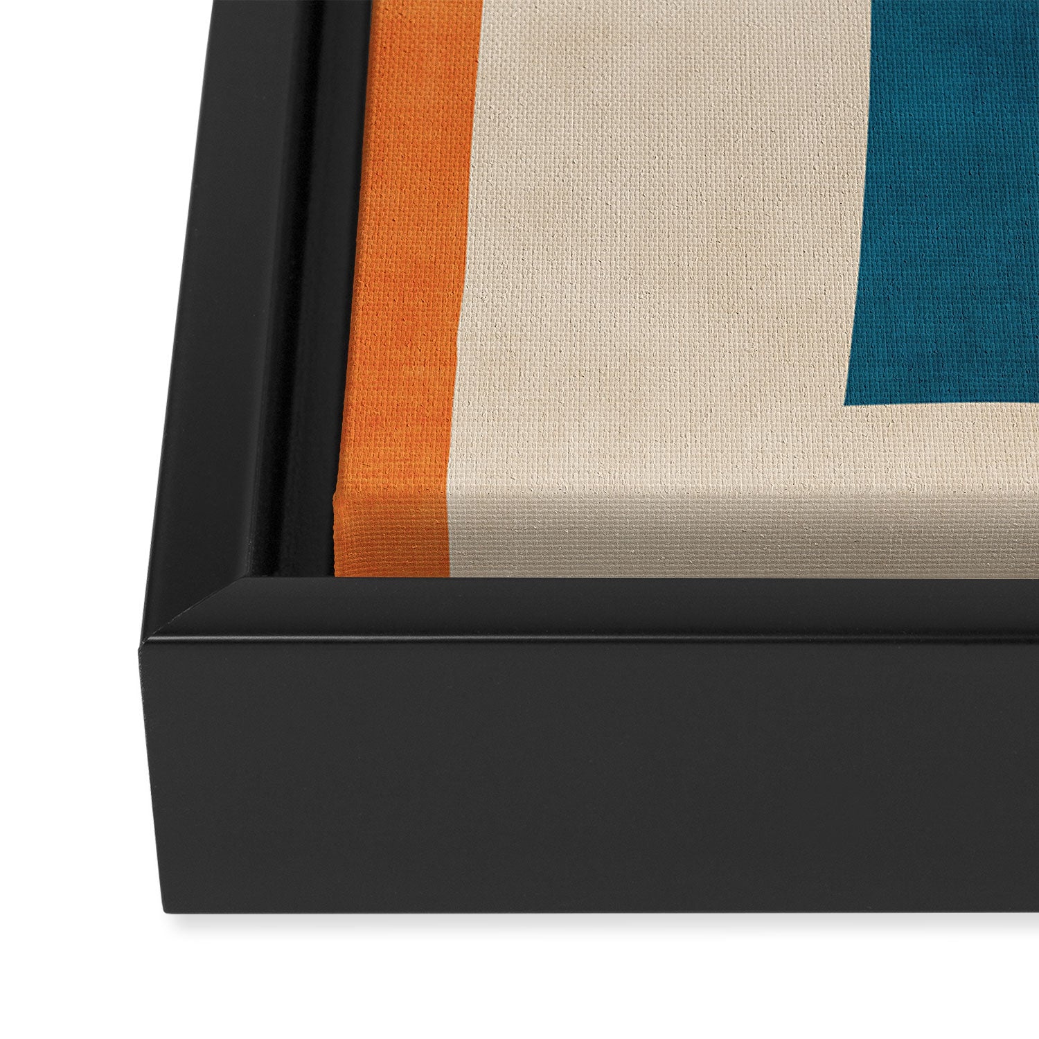 Navy Orange Beige Modern Design Art Work Framed Canvas Print Gallery Image 3