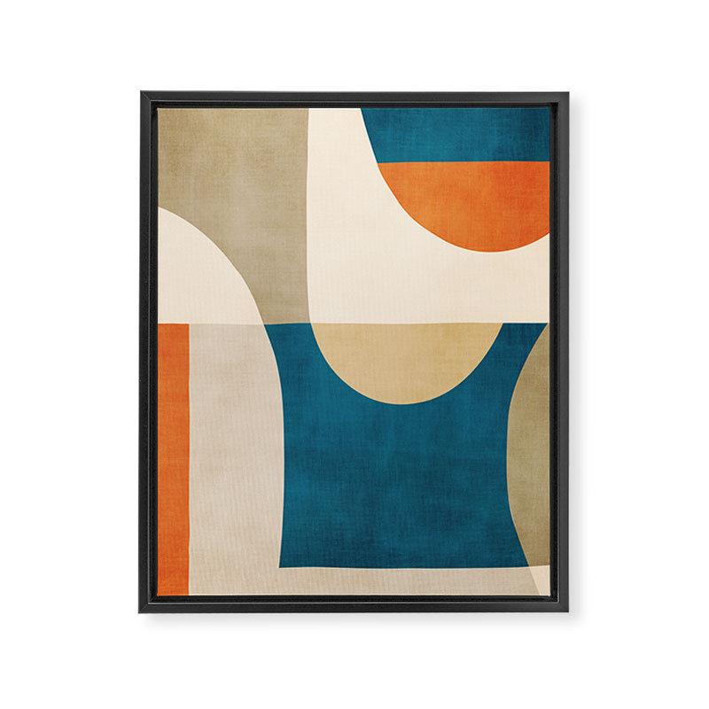Navy Orange Beige Modern Design Art Work Framed Canvas Print Gallery Image 6