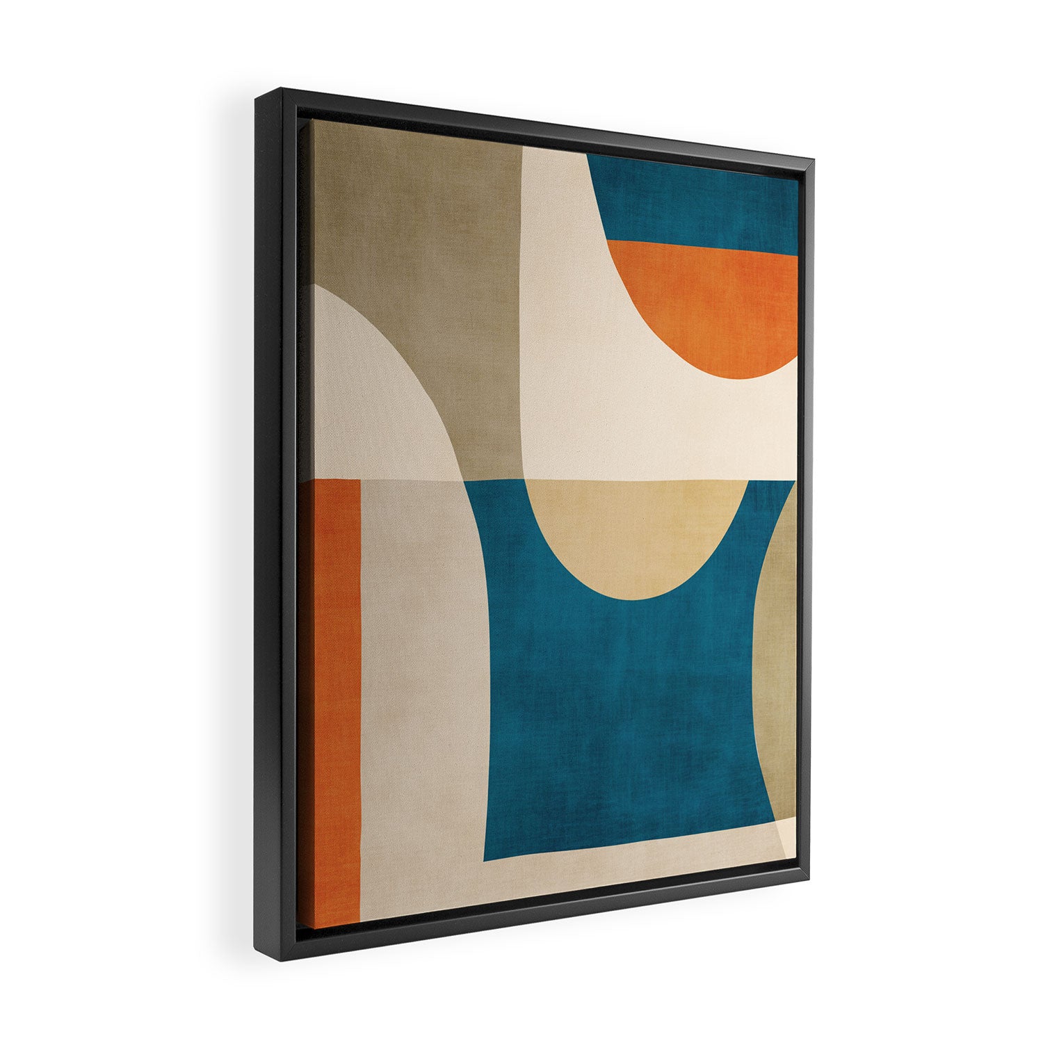 Navy Orange Beige Modern Design Art Work Framed Canvas Print Gallery Image 2