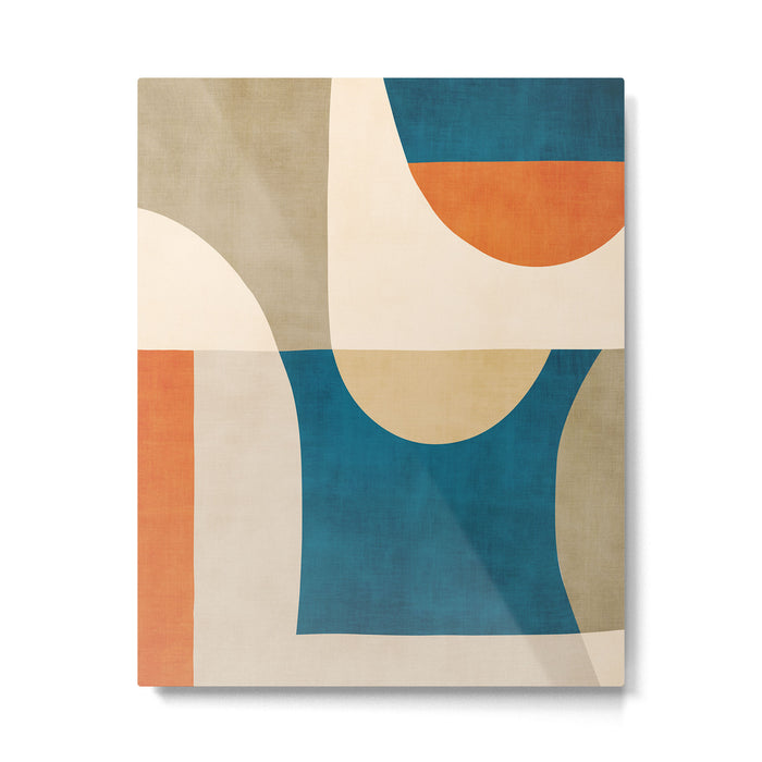 Navy Orange Beige Modern Design Art Work Metal Print Gallery Image 1