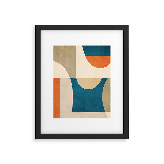 Navy Orange Beige Modern Design Art Work Framed Art Print Gallery Image 1