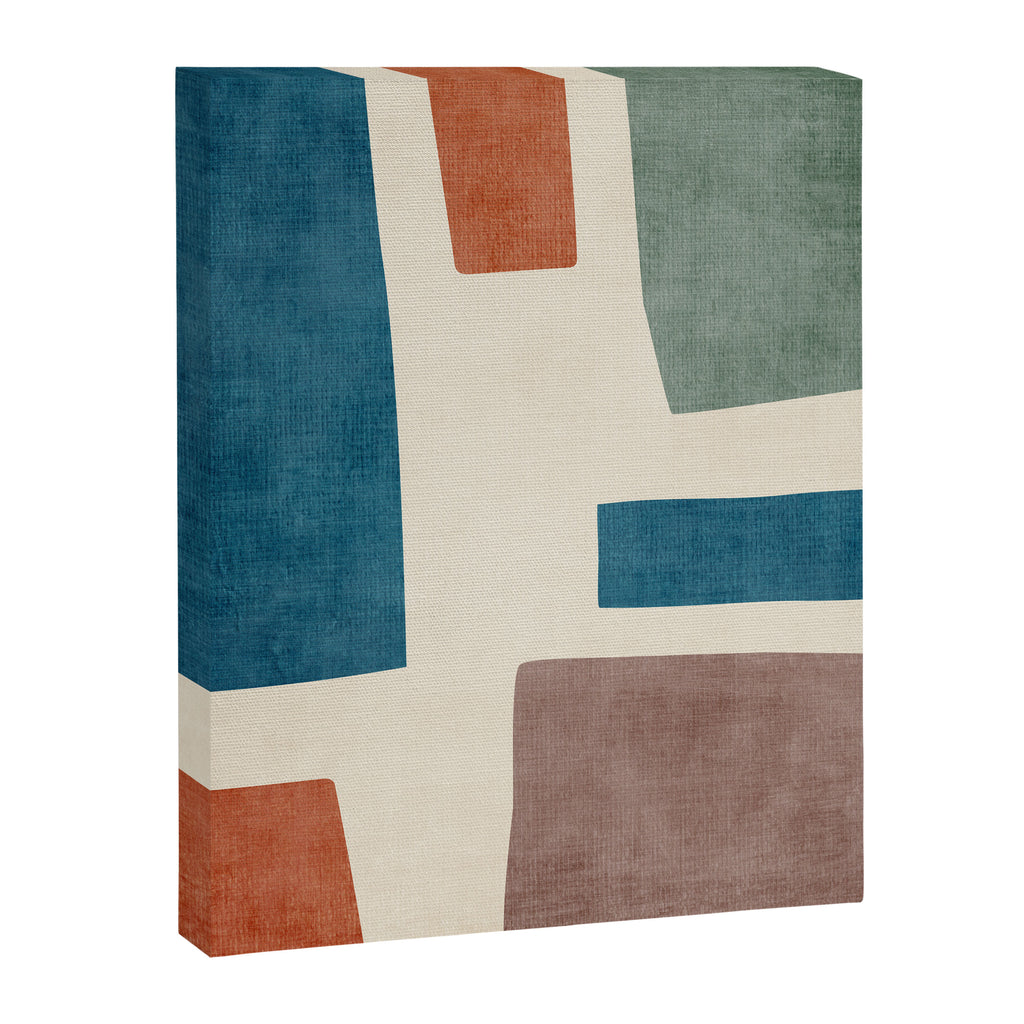 Navy Rust Brown Green Modern Artwork Canvas Print Gallery Image 6