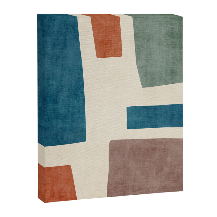 Navy Rust Brown Green Modern Artwork Canvas Print Gallery Image 1