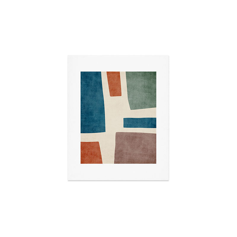 Navy Rust Brown Green Modern Artwork Art Print Gallery Image 1