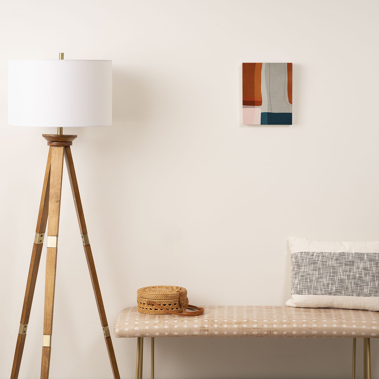 Navy Rust Gray Modern Abstract Canvas Print Gallery Image 2