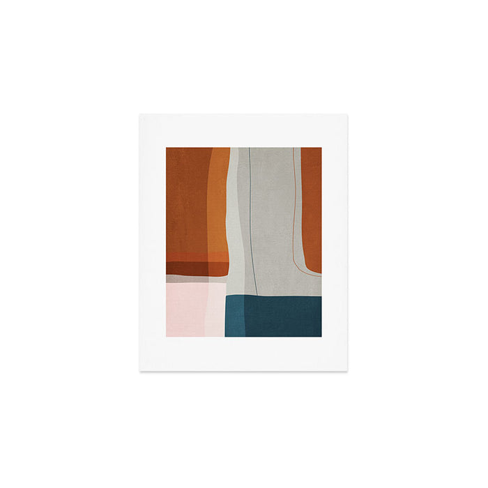 Navy Rust Gray Modern Abstract Art Print Gallery Image 1