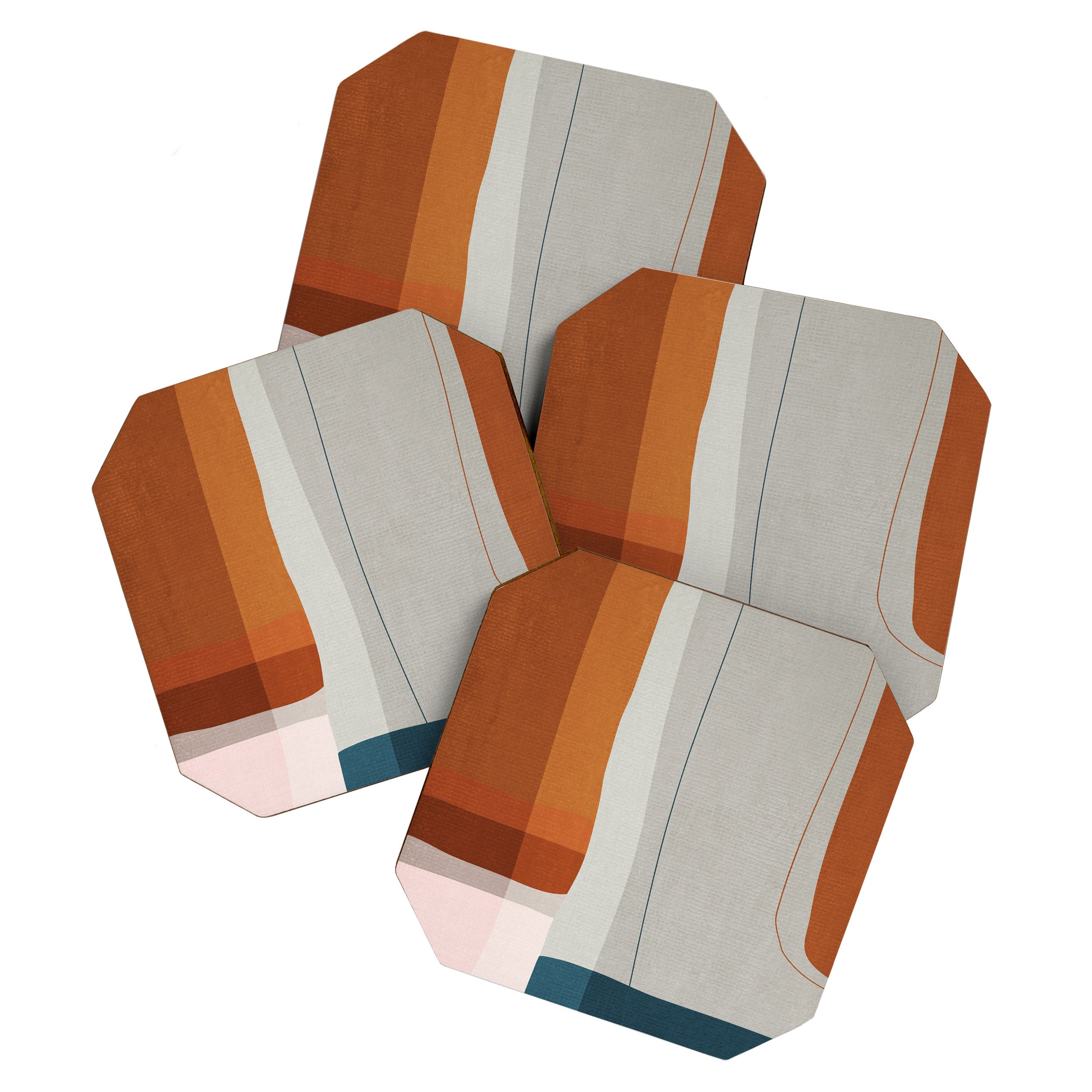 Navy Rust Gray Modern Abstract Coaster Gallery Image 1