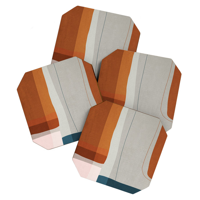 Navy Rust Gray Modern Abstract Coaster Gallery Image 1