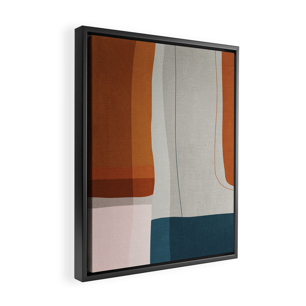Navy Rust Gray Modern Abstract Framed Canvas Print Gallery Image 2