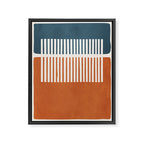 Navy Terra White Lines Color Block Artwork Framed Canvas Print Gallery Image 6