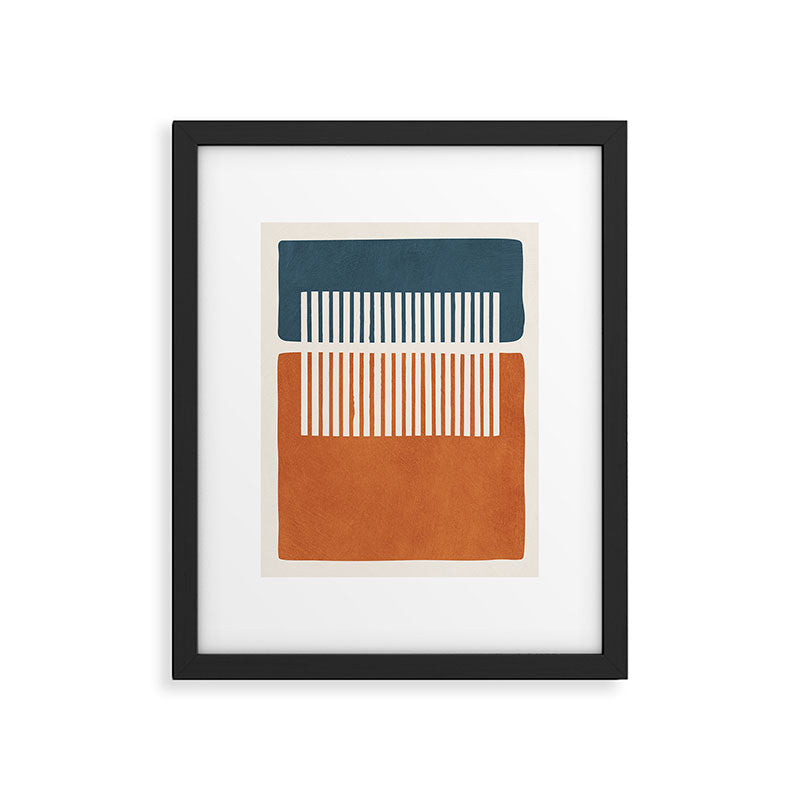 Navy Terra White Lines Color Block Artwork Framed Art Print Gallery Image 5
