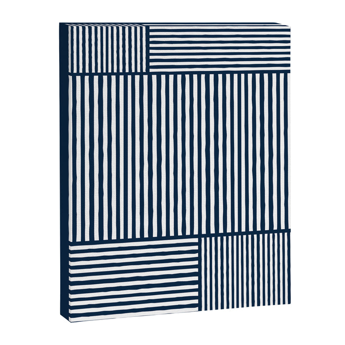 Navy White Lines Minimal Abstract Design Canvas Print Gallery Image 1
