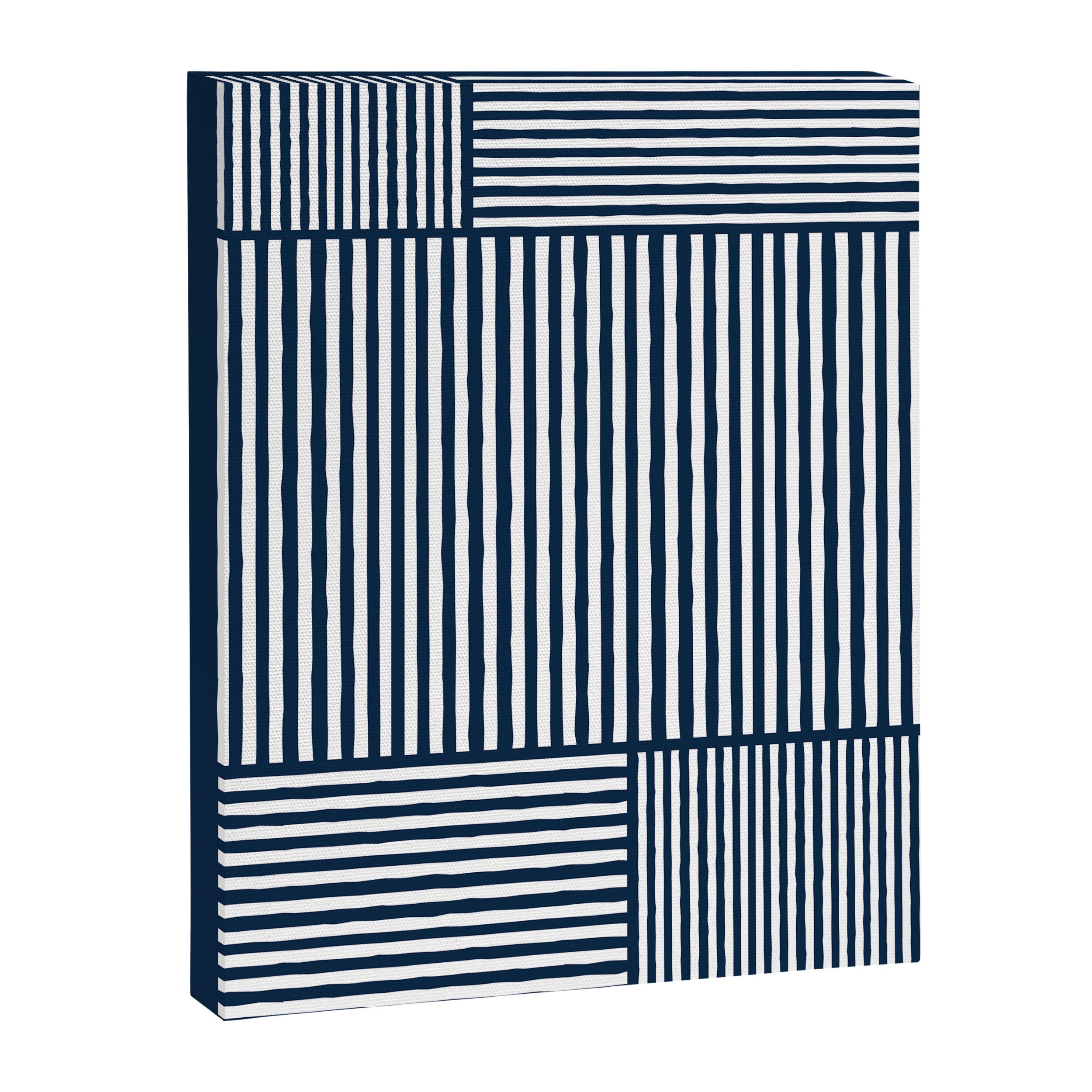 Navy White Lines Minimal Abstract Design Canvas Print Gallery Image 6