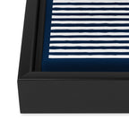 Navy White Lines Minimal Abstract Design Framed Canvas Print Gallery Image 3