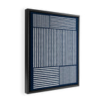 Navy White Lines Minimal Abstract Design Framed Canvas Print Gallery Image 2