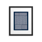 Navy White Lines Minimal Abstract Design Framed Art Print Gallery Image 4