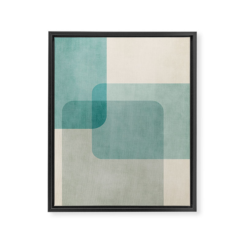 Neutral Blue Tones Geometric Minimalist Artwork Framed Canvas Print Gallery Image 6