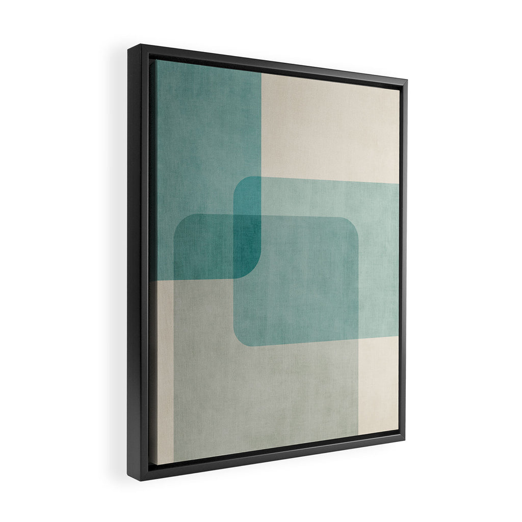 Neutral Blue Tones Geometric Minimalist Artwork Framed Canvas Print Gallery Image 2